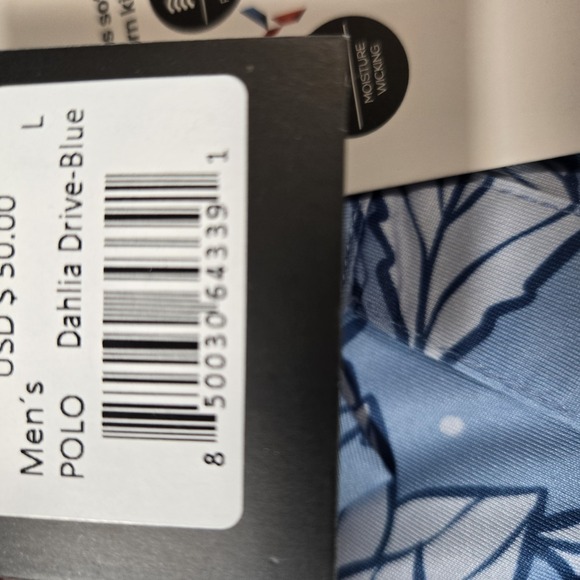 Yatta Golf Polo Dahlia Blue Shirt Performance Moisture Wicking Large NWT - Picture 8 of 8